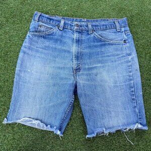 Vintage Levis 501 Denim Jean Shorts Mens Size 36 Blue Cut Off Frayed